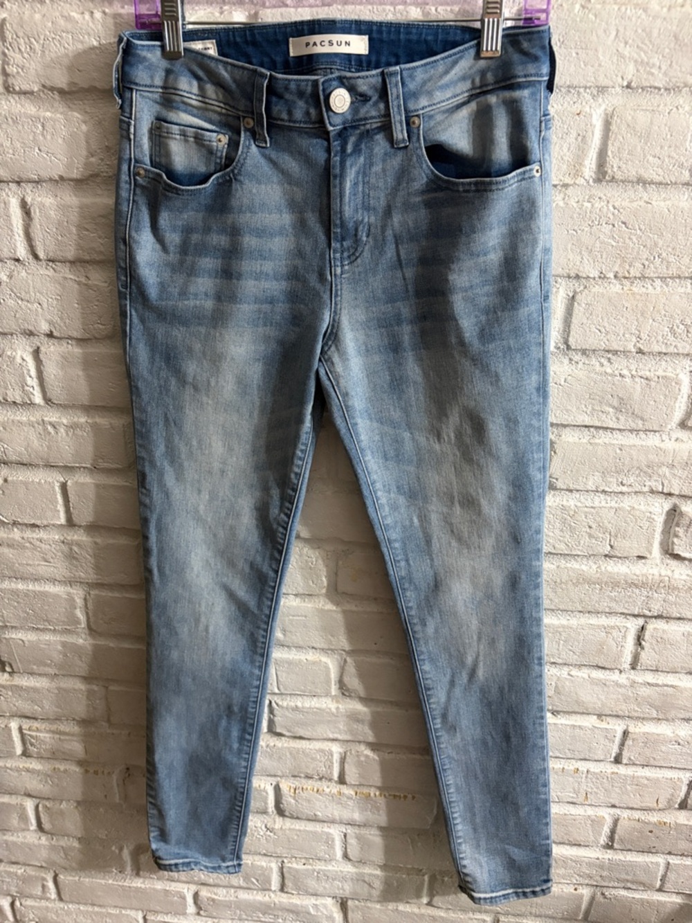 PacSun Women's Skinny Jeans in Light Blue Fade Size 29w30l